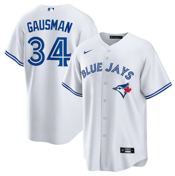 Men Toronto Blue Jays 34 Kevin Gausman White Cool Base Stitched Jersey