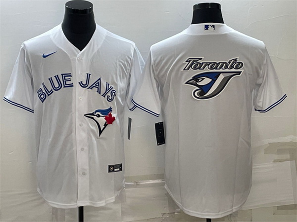 Men Toronto Blue Jays White Team Big Logo Cool Base Stitched Baseball Jersey