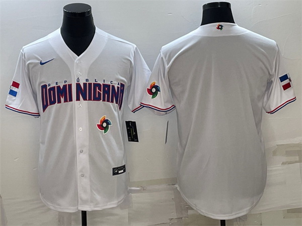 Men Dominican Republic Baseball 2023 White World Baseball With Patch Classic Replica Stitched Jersey