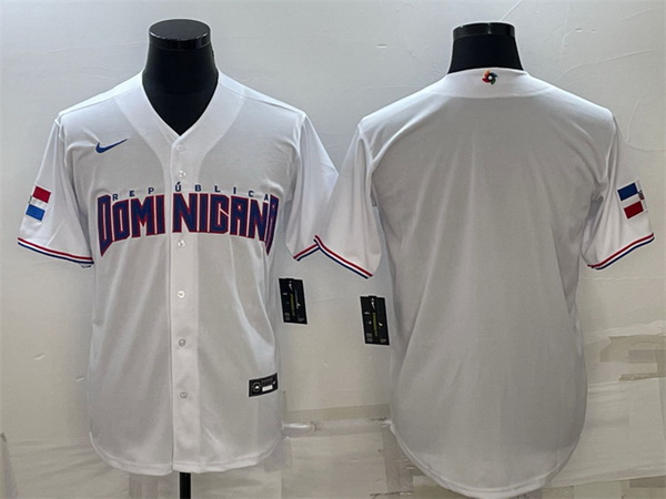 Men Dominican Republic Baseball Blank 2023 White World Baseball Classic Replica Stitched Jersey