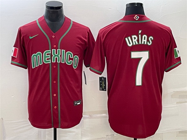 Men Mexico Baseball 7 Julio Ur EDas 2023 Red World Baseball Classic Stitched Jersey