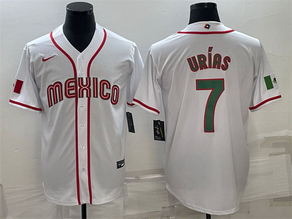 Men Mexico Baseball 7 Julio Ur EDas 2023 White World Baseball Classic Stitched Jersey