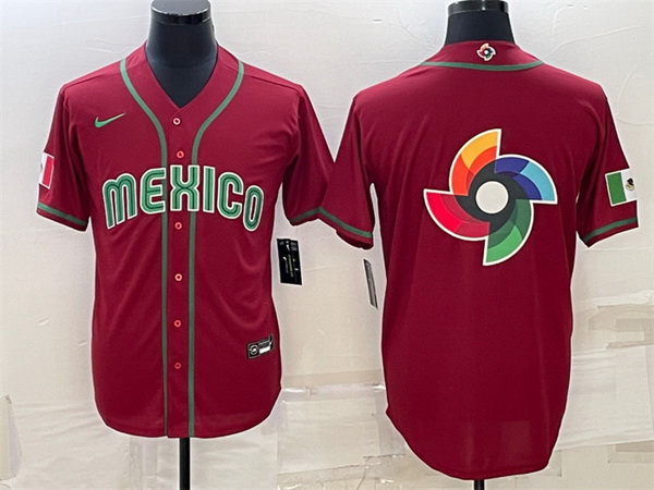 Men Mexico Baseball 2023 Red World Baseball Big Logo Classic Replica Stitched JerseyS