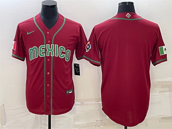 Men Mexico Baseball Blank 2023 Red World Baseball With Patch Classic Replica Stitched Jerseys