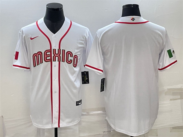 Men Mexico Baseball Blank 2023 White World Baseball Classic Stitched Jersey