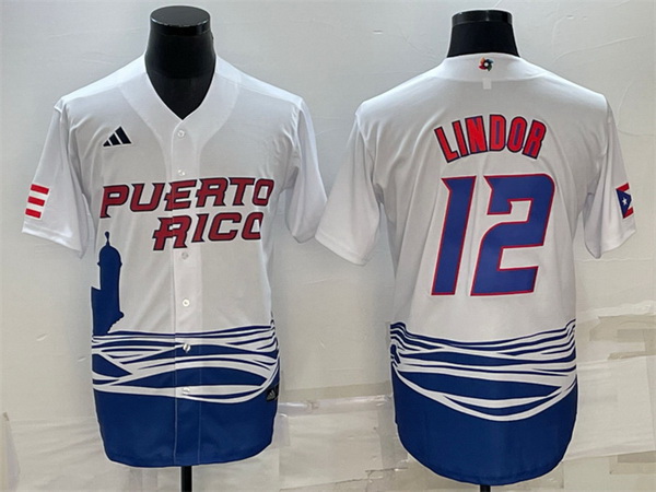 Men Puerto Rico Baseball ACTIVE PLAYER Custom 2023 White World Baseball Classic Replica Stitched Jer