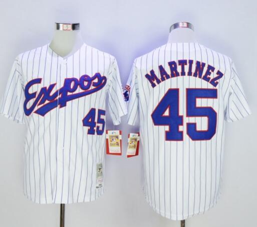 Montreal Expos 45 Pedro Martinez Baseball Stitched Jersey White Retro