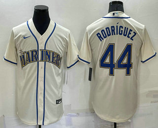 Men Seattle Mariners 44 Julio Rodriguez Cream Stitched MLB Cool Base Nike Jersey