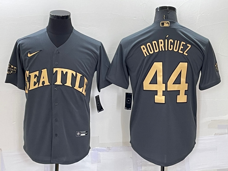 Men Seattle Mariners 44 Julio Rodriguez Grey 2022 All Star Stitched Cool Base Nike Jersey