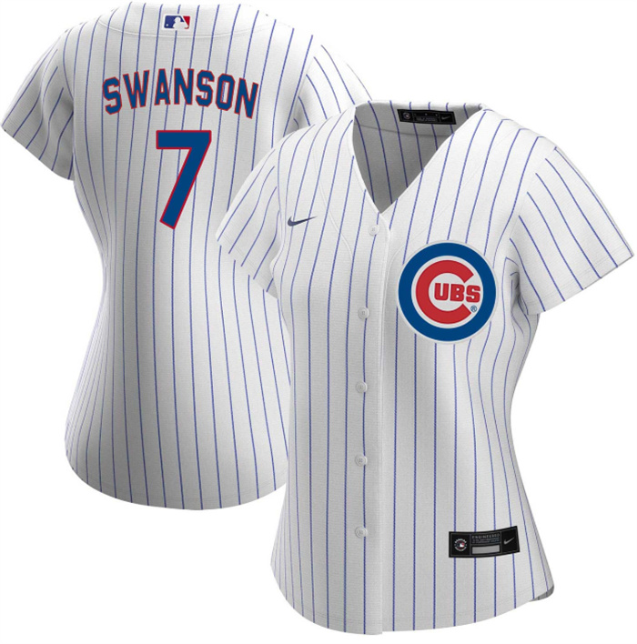 Women Chicago Cubs 7 Dansby Swanson White Stitched Baseball Jersey