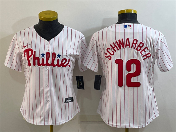 Women Philadelphia Phillies 12 Kyle Schwarber White Stitched Baseball Jersey