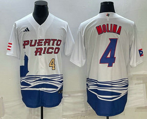 Mens Puerto Rico Baseball #4 Carlos Correa Number 2023 White World Baseball Classic Stitched Jersey