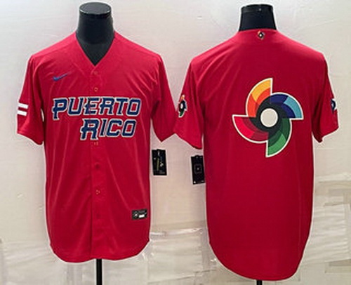 Men's Puerto Rico Baseball 2023 Red World Baseball Big Logo With Patch Classic Stitched Jerseys