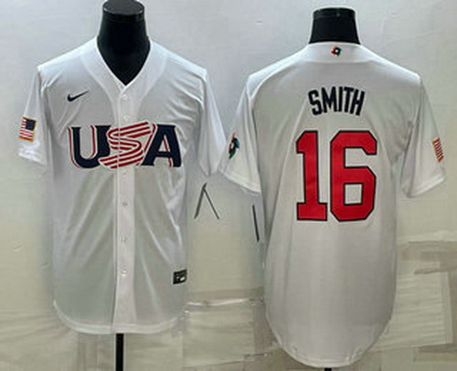 Men's USA Baseball #16 Will Smith 2023 White World Baseball Classic Stitched Jersey