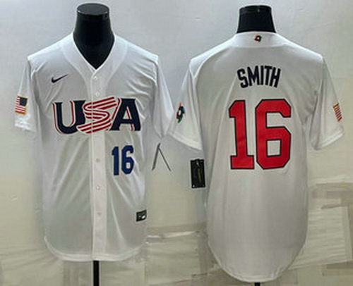 Men's USA Baseball #16 Will Smith Number 2023 White World Baseball Classic Stitched Jersey