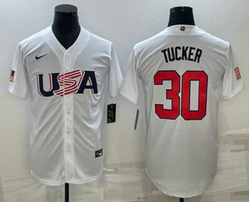 Men's USA Baseball #30 Kyle Tucker 2023 White World Baseball Classic Stitched Jerseys