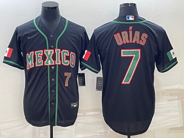 Men's Mexico Baseball #7 Julio Urias 2023 Black World Baseball Classic Stitched Jerseys 5