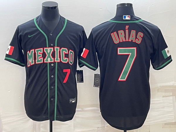 Men's Mexico Baseball #7 Julio Urias 2023 Black World Baseball Classic Stitched Jerseys 6