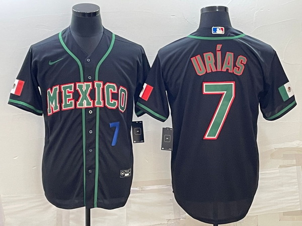 Men's Mexico Baseball #7 Julio Urias 2023 Black World Baseball Classic Stitched Jerseys