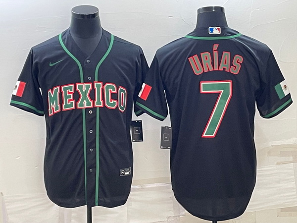 Men's Mexico Baseball #7 Julio Urias 2023 Black World Baseball Classic Stitched Jerseys 4