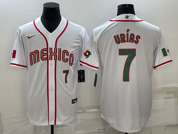 Men's Mexico Baseball #7 Julio Urias 2023 White World Baseball Classic Stitched Jerseys 2