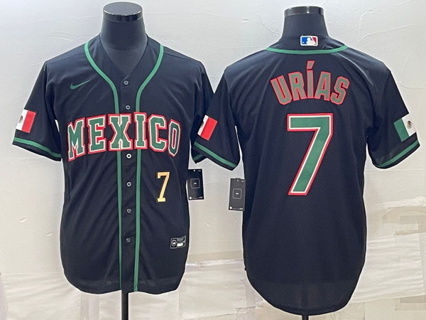 Men's Mexico Baseball #7 Julio Urias 2023 Black World Baseball Classic Stitched Jerseys 3