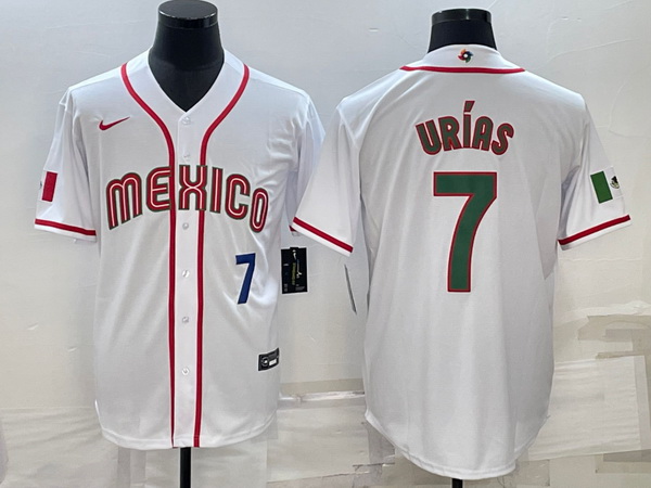 Men's Mexico Baseball #7 Julio Urias 2023 White World Baseball Classic Stitched Jerseys I