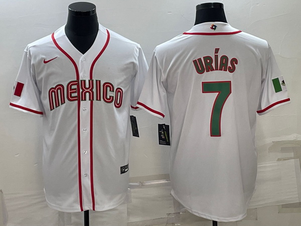 Men's Mexico Baseball #7 Julio Urias 2023 White World Baseball Classic Stitched Jerseys III