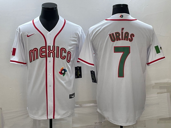 Men's Mexico Baseball #7 Julio Urias 2023 White World Baseball Classic Stitched Jerseys IX