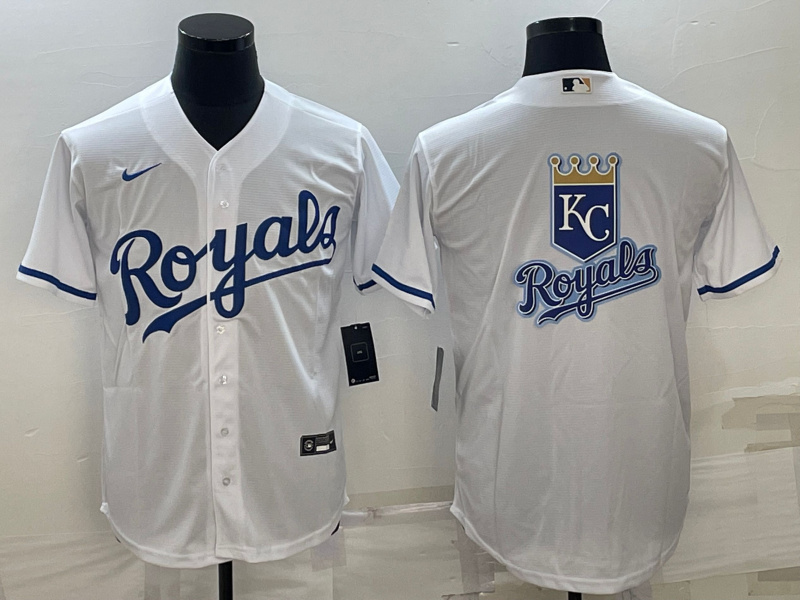 Men Kansas City Royals White Team Big Logo Cool Base Stitched Jersey