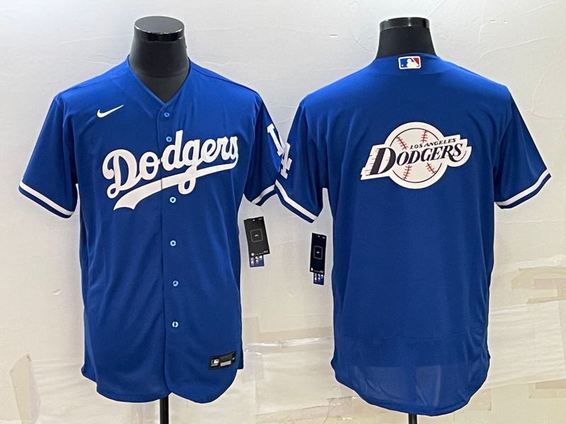 Men Los Angeles Dodgers Blue Team Big Logo Flex Base Stitched Baseball Jersey