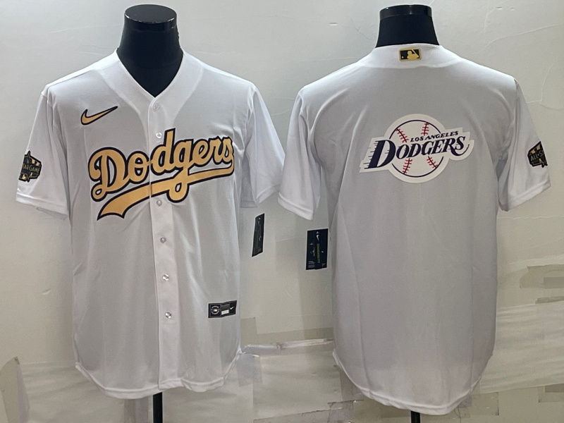 Men Los Angeles Dodgers White Team Big Logo Cool Base Stitched Baseball Jerseys