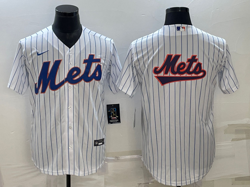 Men New York Mets White Team Big Logo Cool Base Stitched Baseball Jersey