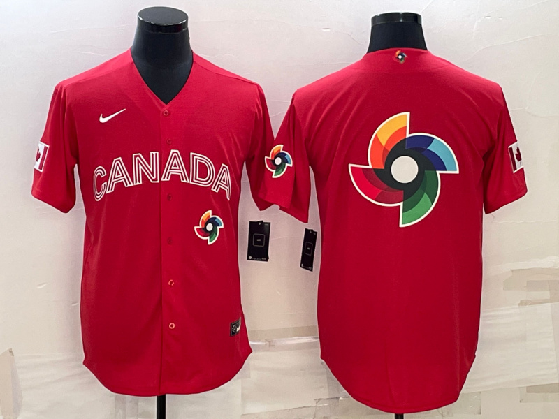 Men Canada Baseball 2023 Red World Baseball Big Logo With Patch Classic Stitched Jersey