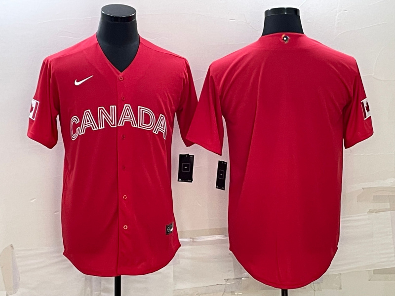 Men Canada Baseball Blank 2023 Red World Baseball Classic Stitched Jersey