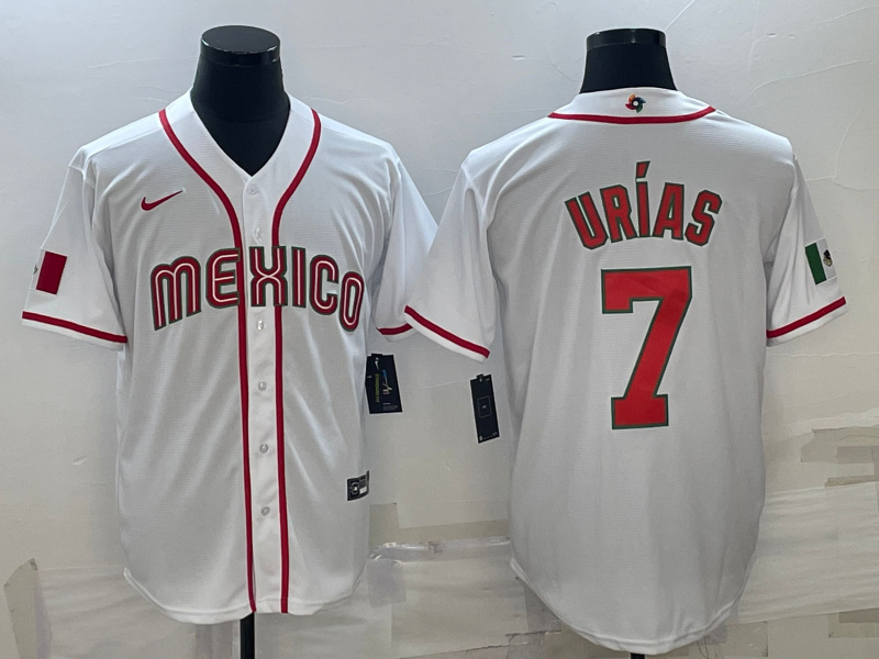 Men Mexico Baseball 7 Julio Ur EDas 2023 White World Baseball Classic Stitched Jersey