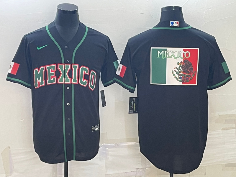 Men Mexico Baseball 2023 Black World Baseball Big Logo Classic Stitched Jersey