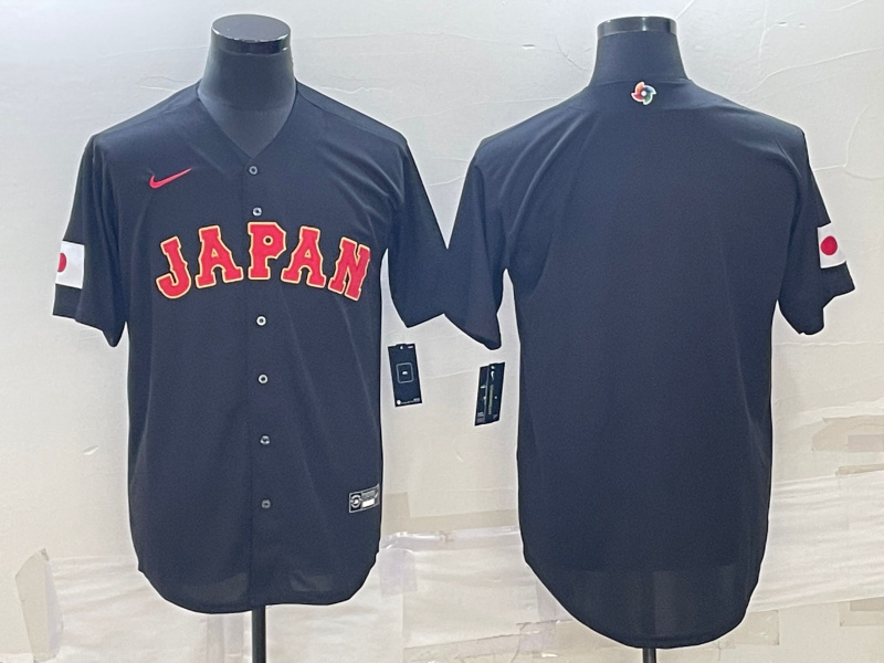 Men Japan Baseball Blank 2023 Black World Baseball Classic Stitched Jersey