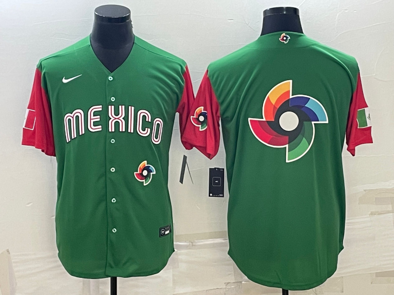 Men Mexico Baseball 2023 Green World Baseball Big Logo With Patch Classic Stitched Jersey