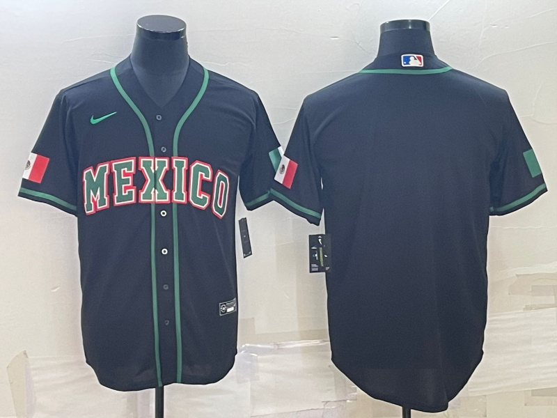 Men Mexico Baseball Blank 2023 Black World Baseball Classic Stitched Jersey