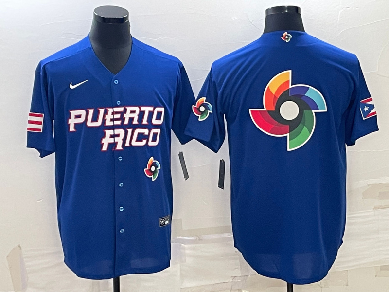 Men Puerto Rico Baseball 2023 Royal World Baseball Big Logo With Patch Classic Stitched Jersey