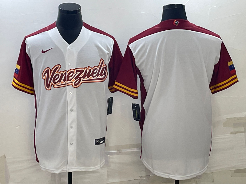 Men Venezuela Baseball Blank 2023 White World Baseball Classic Stitched Jersey