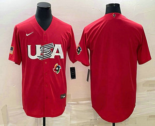 Men USA Baseball Blank 2023 Red World Classic Stitched Jersey 2