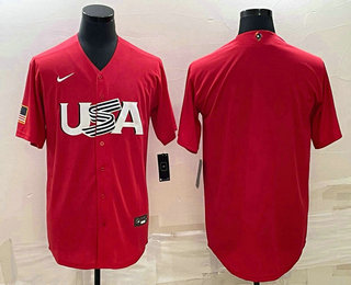 Men USA Baseball Blank 2023 Red World Classic Stitched Jerseys