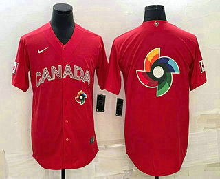 Men Canada Baseball 2023 Red World Big Logo With Patch Classic Stitched Jersey