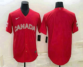 Men Canada Baseball Blank 2023 Red World With Patch Classic Stitched Jerseys