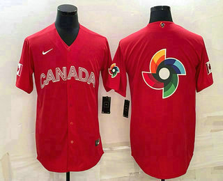 Men Canada Baseball 2023 Red World Big Logo With Patch Classic Stitched Jerseys