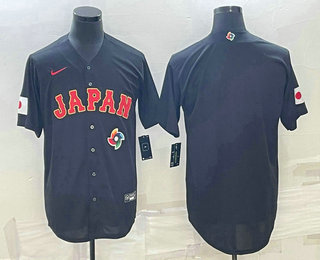 Men Japan Baseball Blank 2023 Black World Classic Stitched Jersey