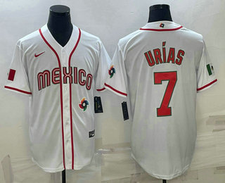 Men Mexico Baseball #7 Julio Urias 2023 White World Baseball Classic Stitched Jerseys