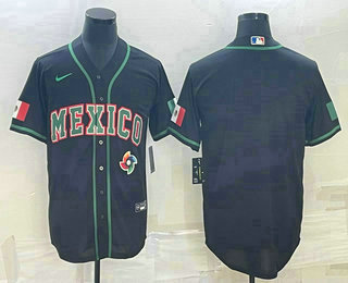 Men Mexico Baseball Blank 2023 Black World Baseball Classic Stitched Jersey 2